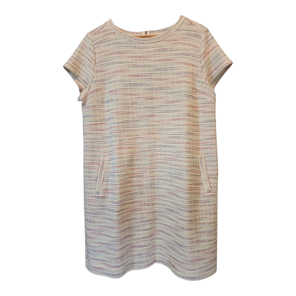 LOFT Striped Dress in Red, Blue and Cream